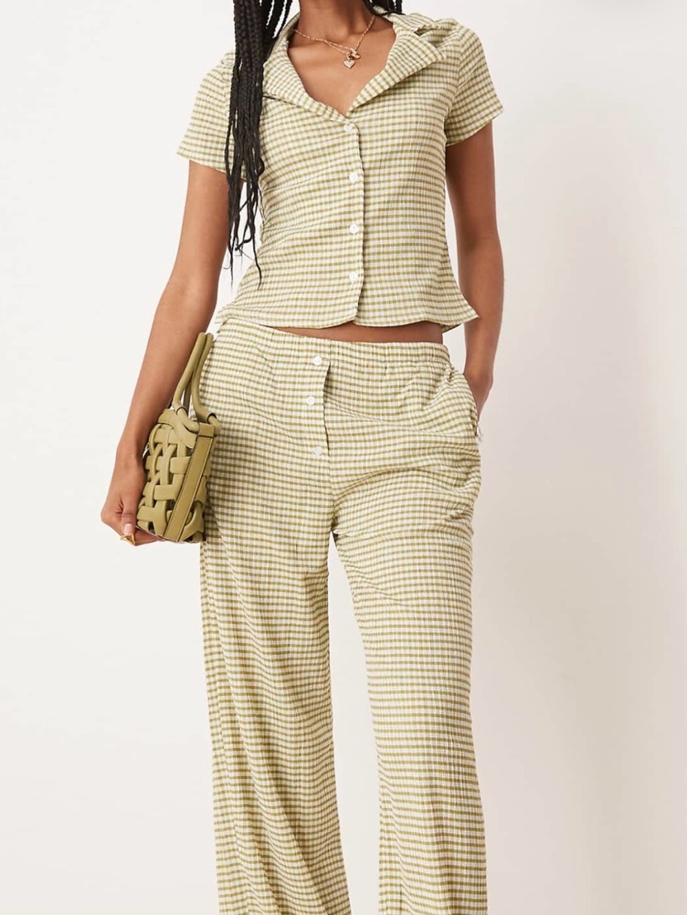 Green Gingham Matching Set
